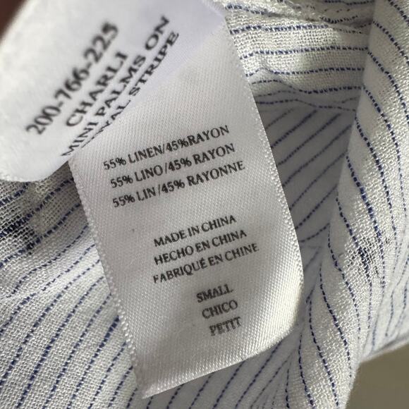 Rails Charli Mini Palms Royal Stripe Button Down Linen Blend Shirt Size Small - Picture 5 of 7